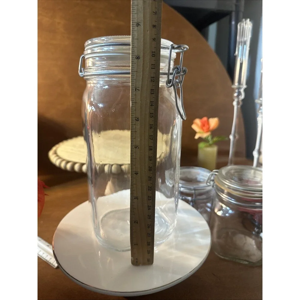 3-Fido Bormioli Rocco Wire Hinged Clear Glass Jar Made in Italy cottagecore